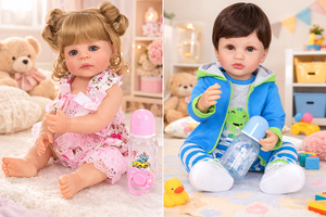 Poupée Reborn réaliste de 22 pouces en vinyle, avec accessoires de <span class=keywords><strong>biberon</strong></span> à tétine magnétique, pour filles, cadeau pour enfants - Product Image 5