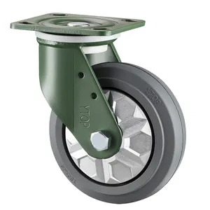 Max Load 380kg 4-8 Inch Solid Elastic Rubber Quality Castor Wheels For Industrial Rigid Swivel 5 Inch Wheel With Locking