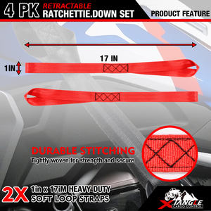 Sangles à cliquet auto-rétractables robustes 1''x10ft (lot de 2) (1760lbs) – Attaches auto-rétractables pour bateaux et jet-skis - Product Image 2