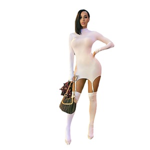 女式新款时尚套装性感修身高领钩袜连衣裙两件套 - Product Image 5