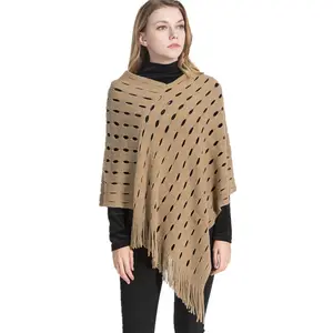 Delle Donne Del Capo Del Maglione Del Pullover Lavorato a Maglia Dello Scialle Nappe Knit Poncho-Come Dell'involucro