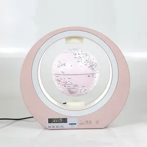 Dipper altoparlante wireless levitazione magnetica globe(6 '') macaron colore rosa, orologio digitale, luce