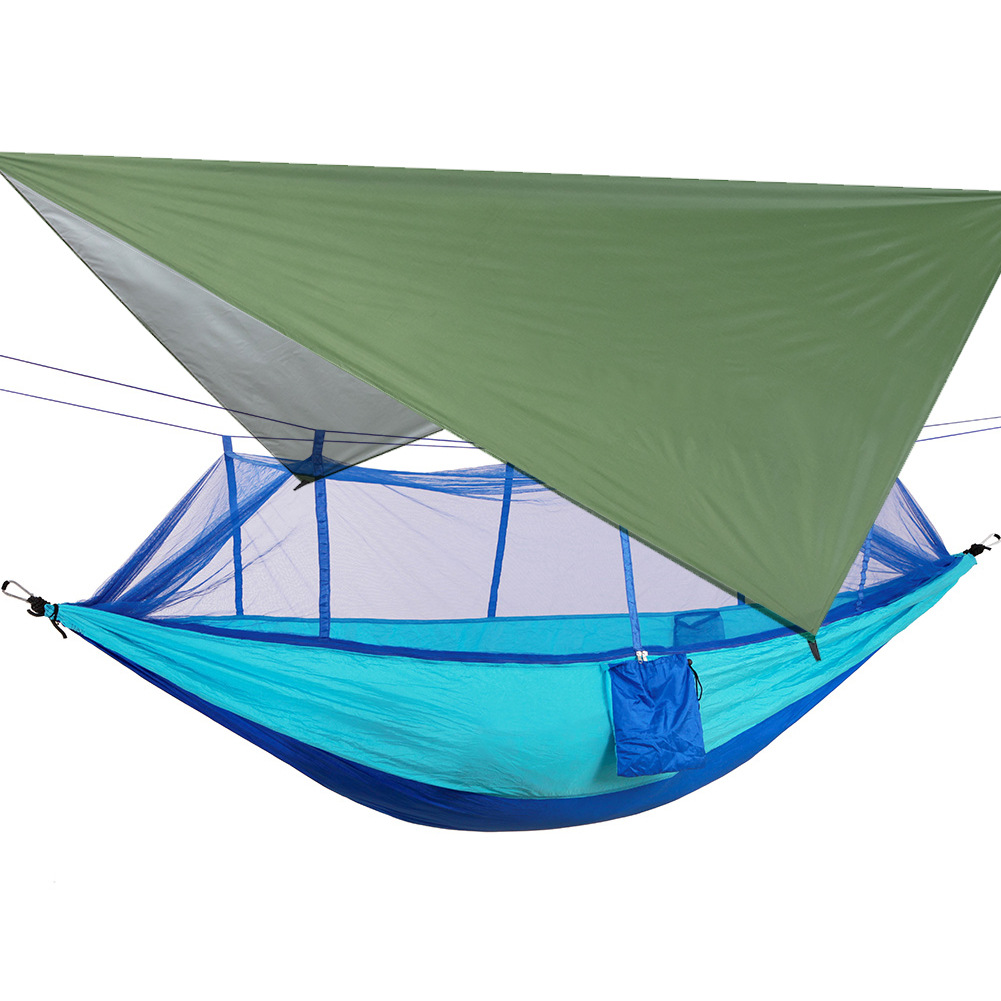 green sky screen-blue mosquito net hammock