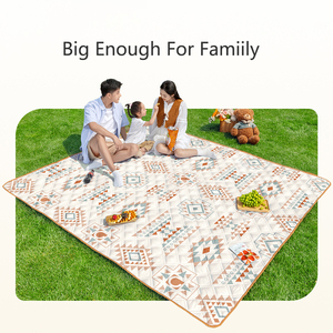 Custom Geometric Printing Ultrasonic Quilted Polyester Pongee Blanket Portable Beach Mat Picnic Rug <b>Waterproof</b> Blanket Outdoor - Product Image 3