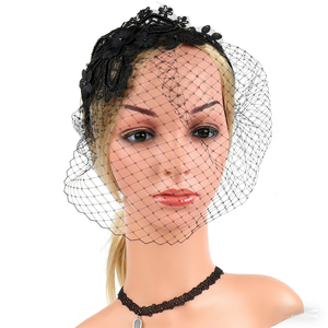 Serre-tête de mariée rétro à fleurs en strass et plumes, exagéré pour performance scénique et maquillage de fête - Product Image 3