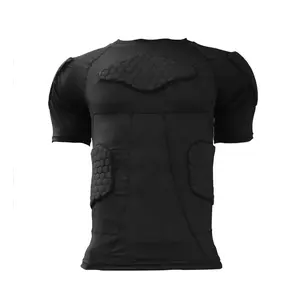 Camiseta de compresión acolchada de fútbol americano de alta calidad, camisetas de manga corta protectoras de seguridad para fútbol