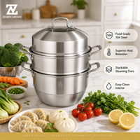 Casserole vapeur en acier inoxydable 304 Zhenneng, 3 étages, triple couche, ustensile de cuisine multifonction, cuisson à la vapeur et à la cuisson simultanées, gaz et induction