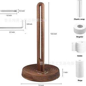 Wooden Upright <b>Paper</b> Towel Holder Round Solid Wood Minimalist <b>Kitchen</b> Storage Multi Function - Product Image 5