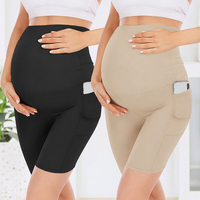 Shorts de maternité avec poches, style biker, pour la grossesse, le yoga, l'entraînement actif, leggings extensibles essentiels pour femmes enceintes