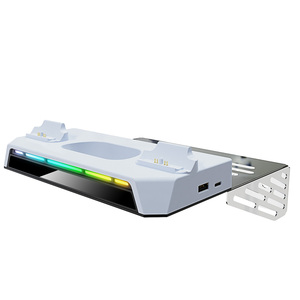 Honcam Pro Slim Wall Mount Controller Kit de carga Almacenamiento de auriculares RGB Light Stand para Sony Playstation 5 Pro Slim Dualsense - Product Image 5