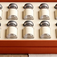 Boîte rigide carrée personnalisée avec couvercle et base orange pour 10 flacons de peptides, en carton gris avec éponge, impression offset, pour soins personnels