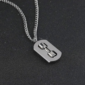 Dumbbell Design Pendants Necklaces Stainless Steel Jewelry Highly Polished Cuban <b>Chain</b> Statement Jewellery - Product Image 2