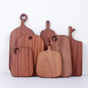 Japanese food grade multi functional small red Solid oil wood fruit vegetable bread dark ebony wooden cutting board