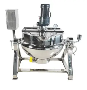 Steel 50L/100L/200L/300L/400L/500L/600L food mixing cooking jacket kettle with agitator industrial Porridge soup boiler