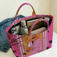 Sac fourre-tout en PVC rose tête de citrouille d'Halloween, imperméable, transparent, style gelée, sac de plage, pochette fourre-tout, sacs à main à nœud, sac de rangement