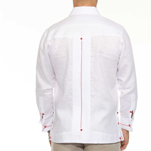 Camicie Guayabera Casual da <span class=keywords><strong>Uomo</strong></span> con Pieghe, Maniche Lunghe, Colore Bianco, Taglie Grandi - Product Image 3