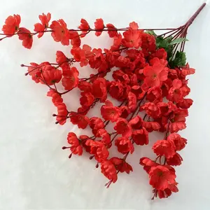 Ramas de flores de cerezo artificiales Flor de melocotón de seda sintética para la decoración de la boda del hogar