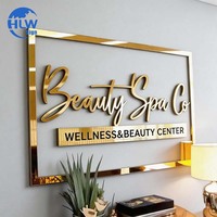 Enseigne en métal avec logo doré, enseigne commerciale en métal, lettres en métal non éclairées pour entreprise, studio, institut de beauté, salon
