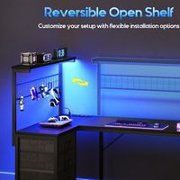 Bureau d'ordinateur pour étudiant avec éclairage LED et rangement non-tissé, idéal pour chambre et bureau, parfait pour le gaming