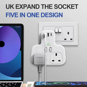 Adaptador de enchufe doble con USB C, extensión de enchufes de 2 vías Adaptador de cargador de pared de enchufes múltiples, toma de corriente de 3 pines 13A UK para dormitorio - Product Image 3