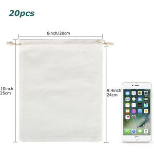 Custom Printing Logo <strong>Small</strong> <strong>Draw</strong> String Gift Bags White Cotton Canvas Muslin Drawstring Bags - Product Image 2