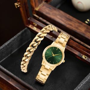 Ensemble de montres pour femmes, style antique et élégant, logo personnalisé, montres de luxe dorées, quartz, verre, bracelet en cuir, montres-bracelets pour femmes - Product Image 4