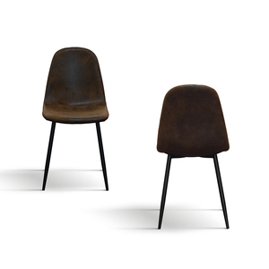 Juego de 4 sillas Costanza de cuero ecológico color castaño con base de metal para comedor interior - Product Image 3