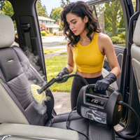 Limpiador a Vapor para Interiores de Auto, Resistente al Agua IP67, Calentamiento Rápido, Vapor Seco para Tablero, Asientos, Tapicería y Molduras