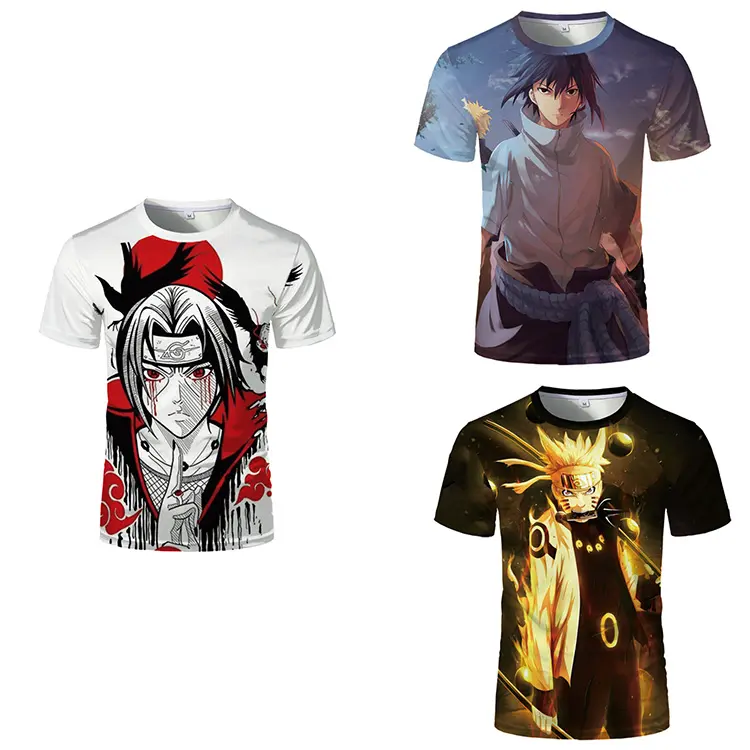 Latest Fashion Japanese Anime Design Short Sleeve Tattoo All Over 3D Digital Print T-Shirts For Men