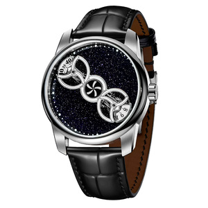 Montre automatique de luxe à seconde centrale et heure sauteuse, personnalisable avec logo OEM, en aventurine lumineuse, pour hommes SM1018 - Product Image 1