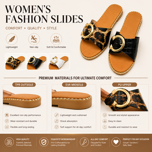 <span class=keywords><strong>Sandalias</strong></span> <span class=keywords><strong>Planas</strong></span> Redondas para <span class=keywords><strong>Mujer</strong></span>, Pantuflas Casuales de Moda al por Mayor con Hebilla Metálica - Product Image 4
