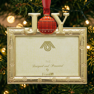 Metal Photo Frame 3x2 Inch Gold Finish <b>Christmas</b> Ornament Joy Design Indoor Decor - Product Image 3