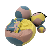 Fauteuil pouf en cuir PU color block 80x50cm, imperméable, pour salon