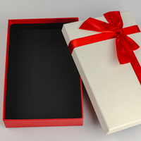 Boîte d'emballage en papier de qualité supérieure, élégante, rouge et blanche, ensembles de boîtes cadeaux avec de grands nœuds en satin - Plusieurs tailles disponibles