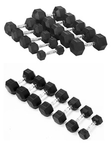 Nhà Máy Bán buôn lục giác gang cao su quả tạ Unisex thiết bị tập thể dục nhà tập thể dục bền tráng HEX quả tạ với giá đỡ - Product Image 6