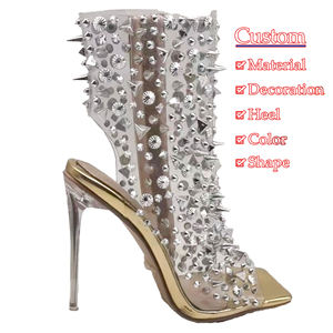 Stivali da Donna con Tacco Alto, Punta Aperta, Decorati con Borchie e Strass, <span class=keywords><strong>Sandali</strong></span> Sexy con Cinturino alla Caviglia - Product Image 2