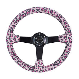 TIYPEOR <span class=keywords><strong>Volant</strong></span> de voiture modifié sport en daim imprimé léopard rose personnalisé - Product Image 1