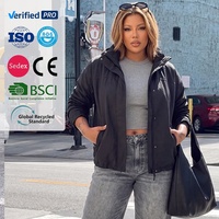 Veste coupe-vent courte à capuche pour femmes, taille plus, décontractée et légère