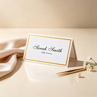 25 cartes de table rectangulaires personnalisées, simples et élégantes, impression numérique blanche, bordure dorée, texte personnalisé pour mariages et fêtes