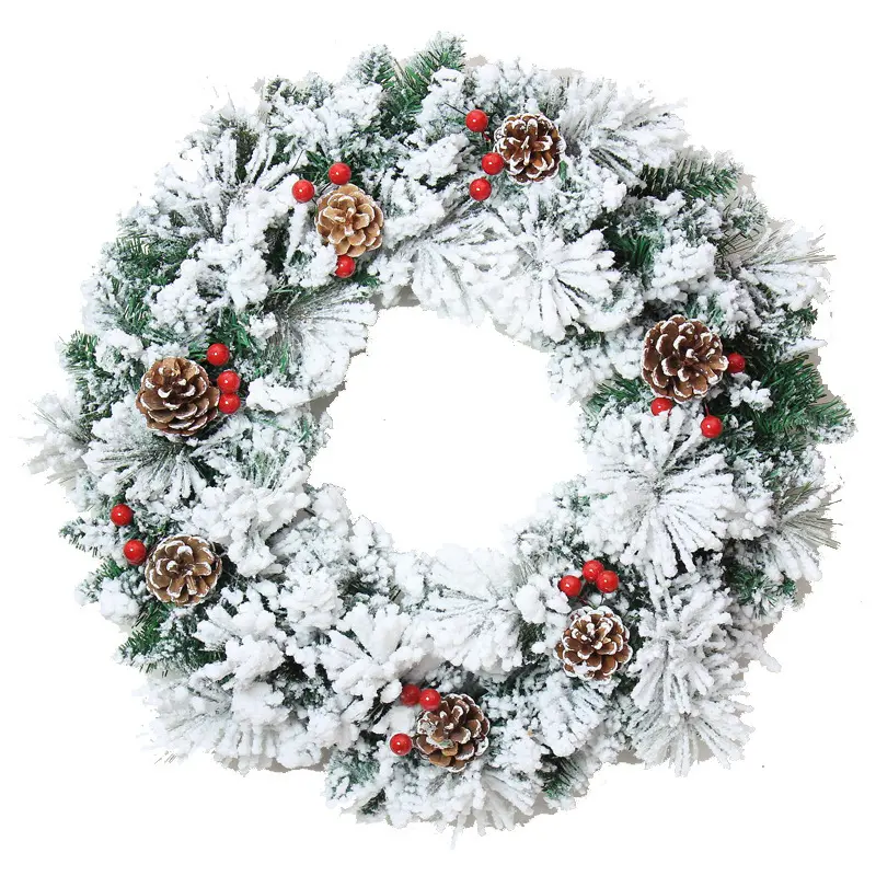 Artificial Christmas Party Wreaths And Christmas Garland Wholesale Diameter 35 cm Real Pine Cones Hanging Front Door