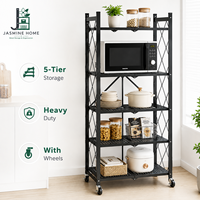 Étagère de rangement multi-niveaux sur roulettes en métal pour cuisine, idéale pour micro-ondes, friteuse à air, machine à café et ustensiles de cuisine