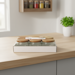Lot de 6 bocaux en verre à couvercle vissé avec couvercles en bois pour le stockage des aliments - Product Image 3