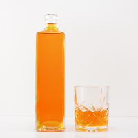 700ml Grand Long carré Rectangulaire Vodka Tequila Vide Bouteilles En Verre De Bonne Qualité Populaire Avec Bouchon En Aluminium Noir