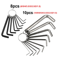 Ensemble porte-clés hexagonaux Allen de 1.5 à 10mm, outil en acier allié de qualité industrielle avec tournevis à pointe Torx, kit de clés, 8 pièces