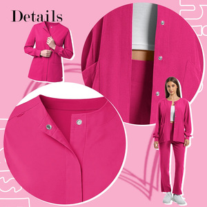 Women Hospital Scrub Suit Long Sleeve Two Piece Moisture Wicking Uniform For Nurse Dental Workwear Autumn Winter Wear - Product Image 2