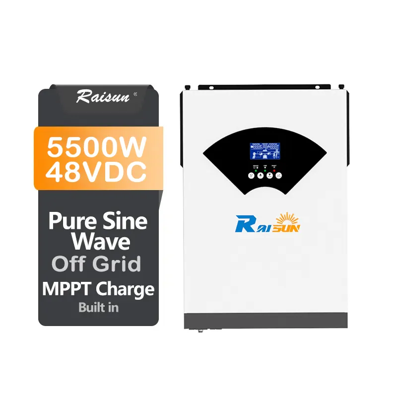 Raisun 48 Volt 5KVA năng lượng mặt trời biến tần 5KW 4000W 5000W tinh khiết Sine Wave Power Inverter được xây dựng trong biến áp
