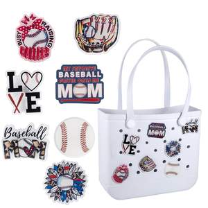 Abalorios de béisbol compatibles con bolsas Bogg, abalorios de béisbol acrílicos compatibles con Simply Southern Beach Bag Tote - Product Image 1