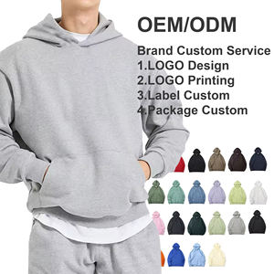 High Quality Stringless Pullover Anti-shrink <b>Thick</b> <b>Fleece</b> Oversize Loose Solid Color Cropped Hoodie Plus Size Men's Hoodies - Product Image 5