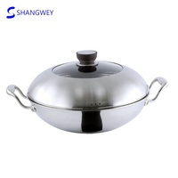34cm Plus Grande Taille Marmite Ensembles 3 Couches En Acier Inoxydable Antiadhésif Poêle Wok