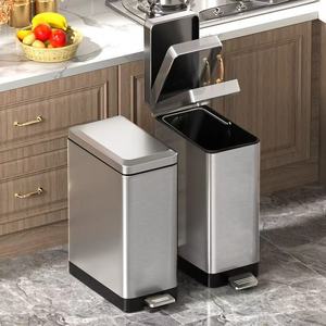 Cubo de basura para inodoro con logotipo personalizado, tamaño pequeño, rectangular, de acero inoxidable, con tapa, compartimento estrecho para almacenamiento. - Product Image 2
